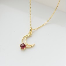 Crescent Moon Garnet Necklace