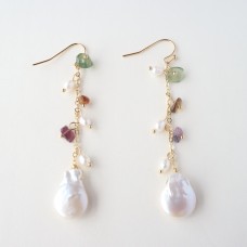 Raindrop Pearl tourmaline Earrings 