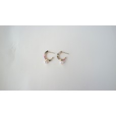 C shape peal tourmaline stone earrings 