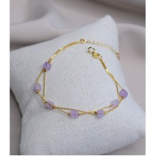 Double Layer Cube Shape Amethyst Bracelet 