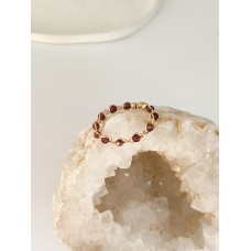 Garnet Diamond Cut Beads Ring